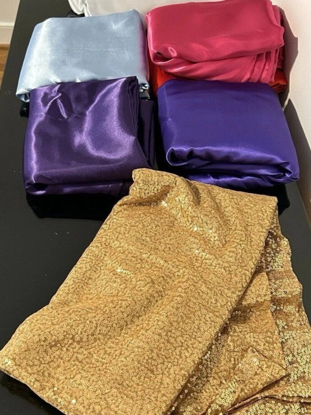 Lot of Satin Tablecloths, Tableskirt & Sequin Overlay